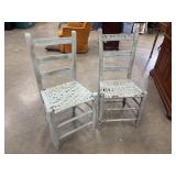 Two Vintage Painted Rustic Style Ladder Back