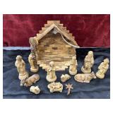 13 pc. handcrafted olive wood nativity sets from