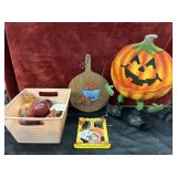 Bundle of wood apples accent decor piece in a