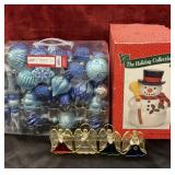 3 pc. Christmas blue decorative ornaments, a mug