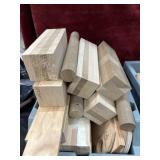 Bundle of unfinished wood dowels and blocks, and.