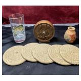 woven jute rope coasters,,vintage cast iron