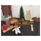 Lot of Handmade Wooden items, Duck, Cat, Cracker