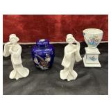 4 pc. vintage Japanese-inspired cobalt blue