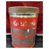 Vintage Mortonï¿½s Potato Chips Tin Can with Lid