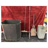 5 pc. black metal fireplace box or coal scuttle
