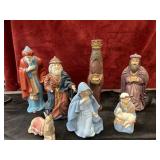 7pc vintage Italian nativity figures Large Ceramic