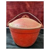 vintage California Pottery bean pot burnished red