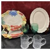 8pc. vintage multicolor ceramic seafood-themed