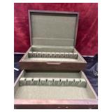 vintage wood flatware storage chest featuring a