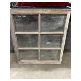 pane rustic wooden window frame with a
