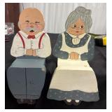 Vintage Grandma and Grandpa wooden shelf sitter