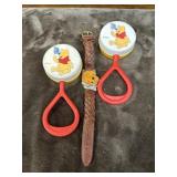 Vintage Winnie the Pooh baby rattles and Timex