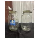 Two Clear Glass Storage Jars Latch Lids