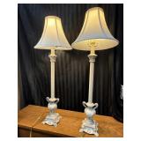 Vintage-style table lamps featuring ornate,