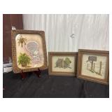 Handmade vintage framed cross-stitch art pieceS,