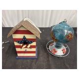 primitive patriotic birdhouse, and hand-blown