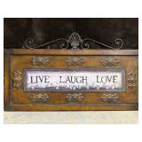 LIVE LAUGH LOVE. Rustic hanging metal wall art
