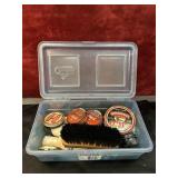 Bundle of Kiwi-branded shoe care storage kit