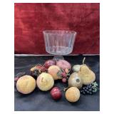 clear ribbed pedestal trifle bowl And vintage