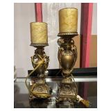 Set of Two Vintage Brass Toned Table Lamps
