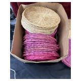 Bundle of vintage retro wicker rattan paper plate