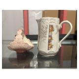 2 Vintage Porcelain Glass Pieces, Pitcher