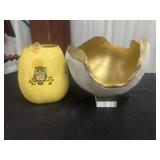 Two Decorative Concrete Bowl and Yellow