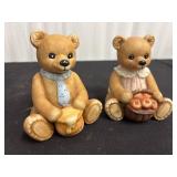 Set of vintage ceramic teddy bear figurines from