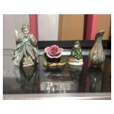 4 Vintage Collectibles Small Glass Vase, Porcelain