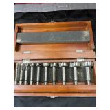 2 pc. wooden-cased set of Forstner drill bits