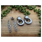 2 Pair .925 Sterling Silver Clip-On Earrings. The