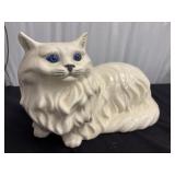 Vintage life-size white ceramic Persian cat