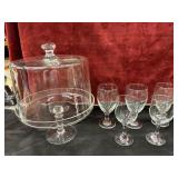 7 pc. glass pedestal cake stand with a matching