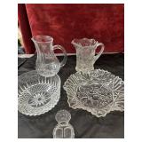 4 pc. Bundle of clear glass bowl , pitchers, and