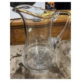 Princess House Heritage crystal pitcher and 4