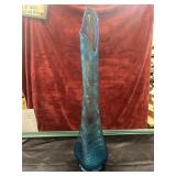 34" Aqua L.E. Smith "Nubby Butt" Swung Floor Vase