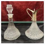 2 Vintage Crystal Glass Decanters