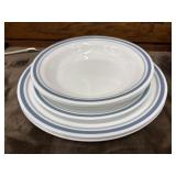 Corelle Indigo dinner plates and Farberware