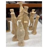 Unfinished hand carved wooden decor