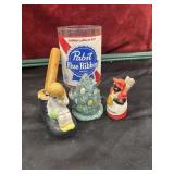 Blue Ribbon 32-ounce beer glass, 2 bottle