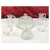6pc. Czech Crystal Pitchers and Cheese Keeper
