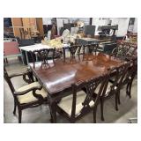 Chippendale-Style Mahogany Dining Table with 8