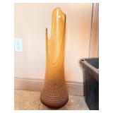L.E. Smith Amber Glass Swung Vase 26" Tall