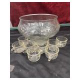 Vintage Jeannette Glass Company punch bowl set