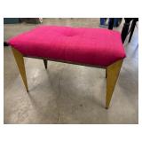 Mid-Century Hot Pink Upholstered Bench Taper Legs