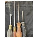 Bundle of vintage screwdrivers with mixed wood