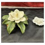 vintage folk art pottery magnolia blossom flower