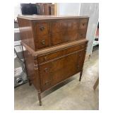 Antique Inlay Walnut Step Back Chest of Drawers