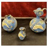3pc. vintage Greek pottery jugs and a miniature